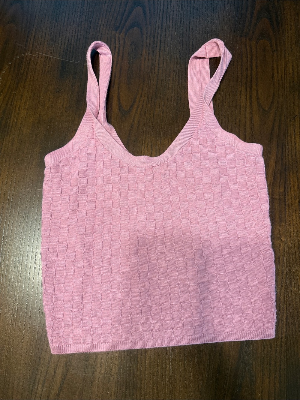 Abercrombie & Fitch Pink Knit Square-Textured Tank